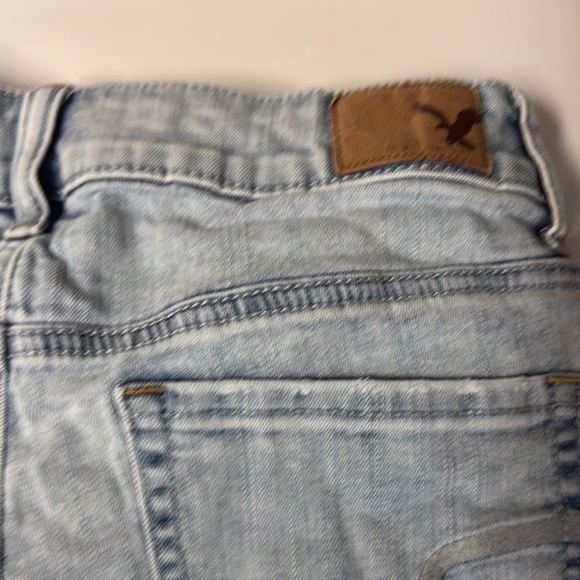 American Eagle Outfitters Blue and Red Jean Shorts with Distressed Details - Picture 5 of 6